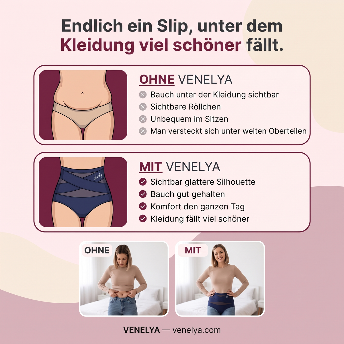 Culotte gainante taille haute Venelya – Avec ou sans [DE]