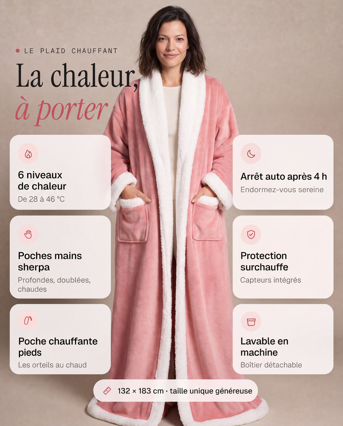 Plaid chauffant à enfiler [FR]